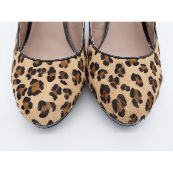 Franco Sarto Heels Womens 9.5 Leopard Print Fur Dress Pumps Almond Toe Slip On - Picture 6 of 11